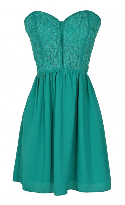 Sweetheart Strapless Dress in Teal